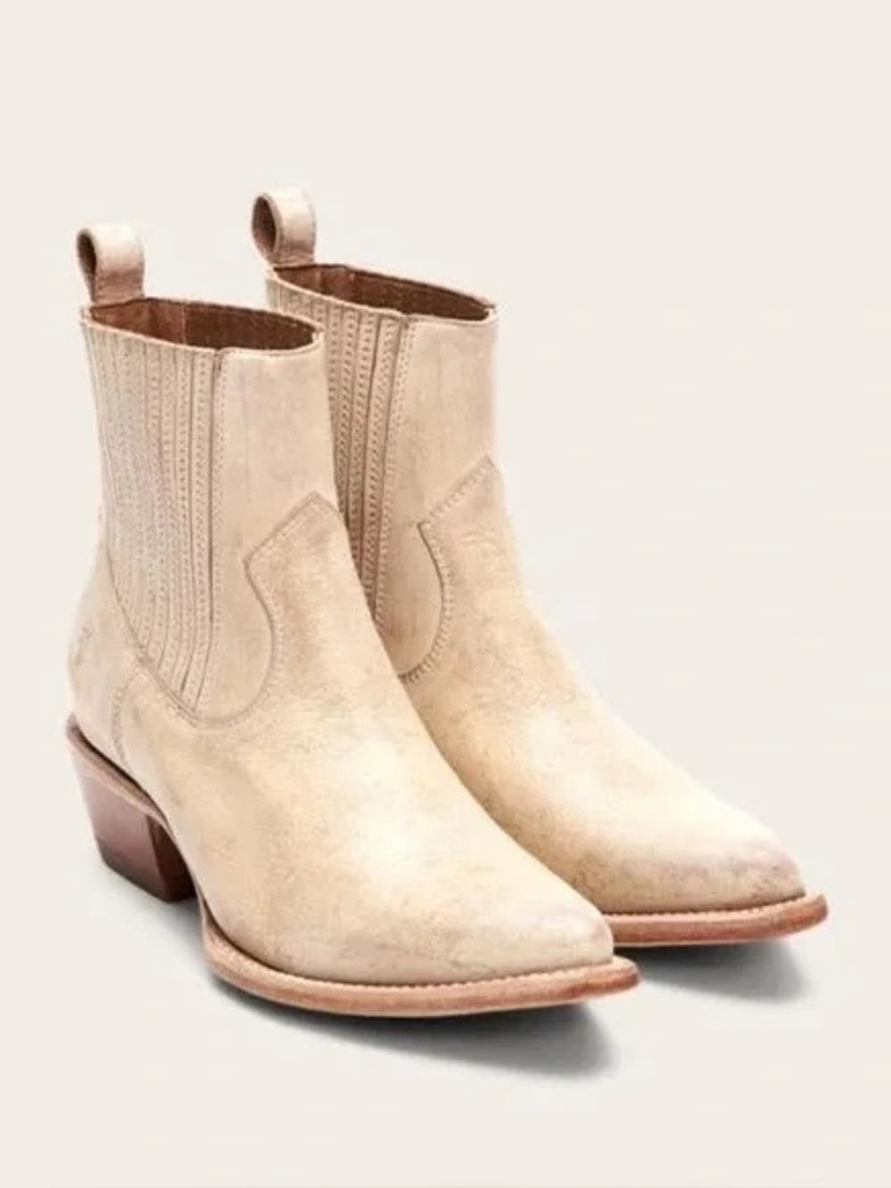 Frye Sacha Leather Chelsea Booties - Distressed White